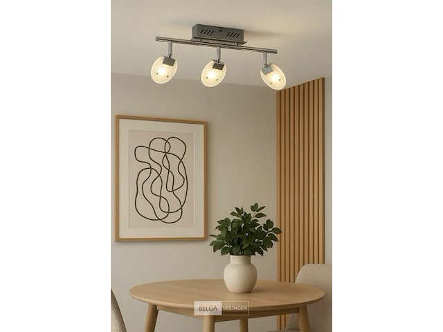 3 x led plafondlamp – 3 spots – hl7163l – 5w – 4000k – neutraal wit – zilver - afbeelding 1 van  5