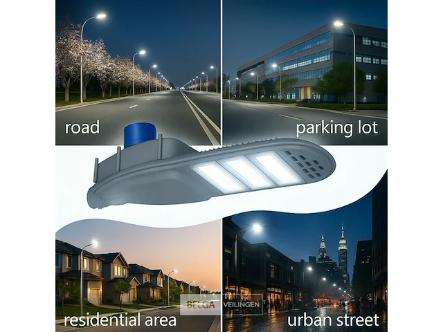 3 x led straatverlichting 150w met sensor – 6500k koud wit – ip65 waterdicht – 15.000 lm - afbeelding 2 van  6
