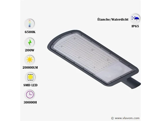 3 x led straatverlichting 200w – 6500k koud wit – ip65 waterdicht – 20.000 lm - afbeelding 6 van  6