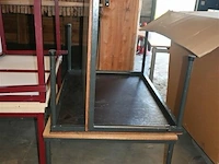 3 x metalen tafel met houten blad - afbeelding 1 van  4