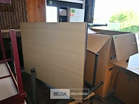3 x metalen tafel met houten blad - afbeelding 2 van  4