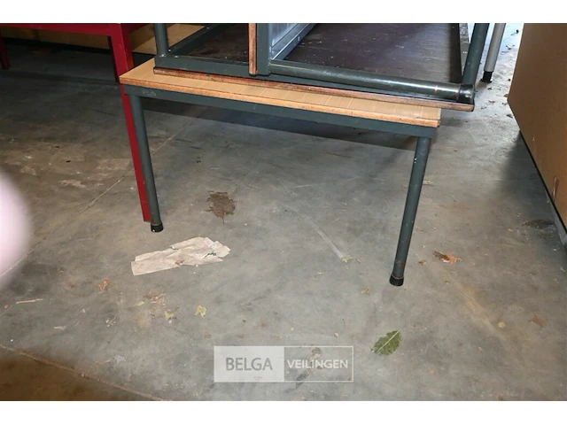 3 x metalen tafel met houten blad - afbeelding 3 van  4