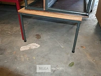 3 x metalen tafel met houten blad - afbeelding 3 van  4