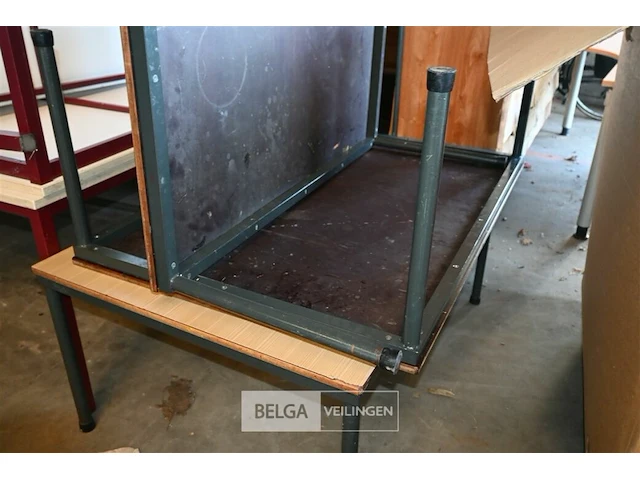 3 x metalen tafel met houten blad - afbeelding 4 van  4