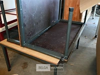 3 x metalen tafel met houten blad - afbeelding 4 van  4