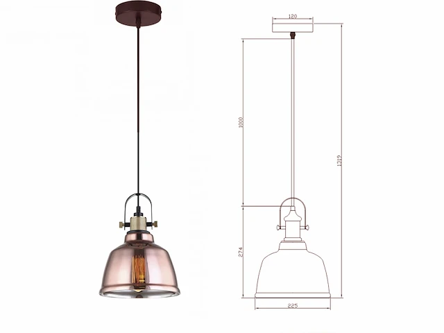 3 x muse design hanglamp koper glas - afbeelding 2 van  8