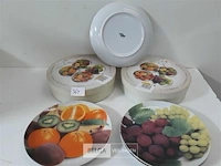 3 x ontbijtbord set 4 delig fruitprint 19,5 cm - afbeelding 3 van  3