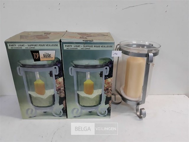 3 x party light met kaars 30 cm - afbeelding 2 van  3