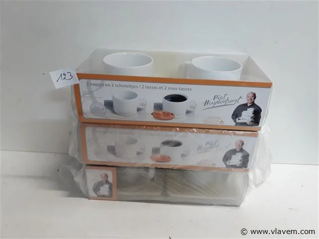 3 x piet huysentruyt koffietas 2 x tas + onderbord - afbeelding 1 van  2