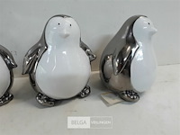 3 x pinguin deco zilver wit 14 cm - afbeelding 3 van  3