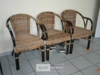 3 x rieten stoel met armleuning - afbeelding 1 van  4