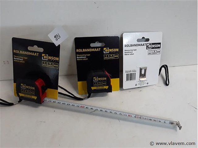 3 x rolmeter 3m met stop - afbeelding 1 van  2