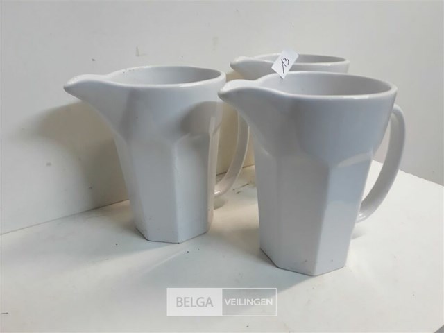 3 x schenkkan h 20 cm dia 13 cm hotel porselein - afbeelding 3 van  3