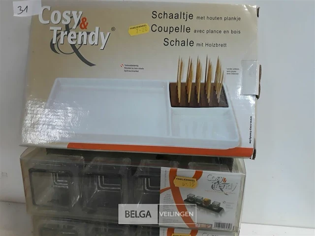 3 x serveerschaal 1 x met plank 2 x leisteen + 4 glaasjes - afbeelding 3 van  3