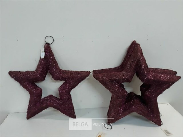 3 x ster paars met ophanghaak - afbeelding 1 van  3