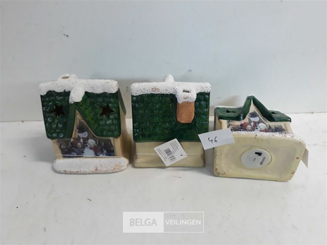 3 x verlicht kersthuisje 11 cm - afbeelding 2 van  3