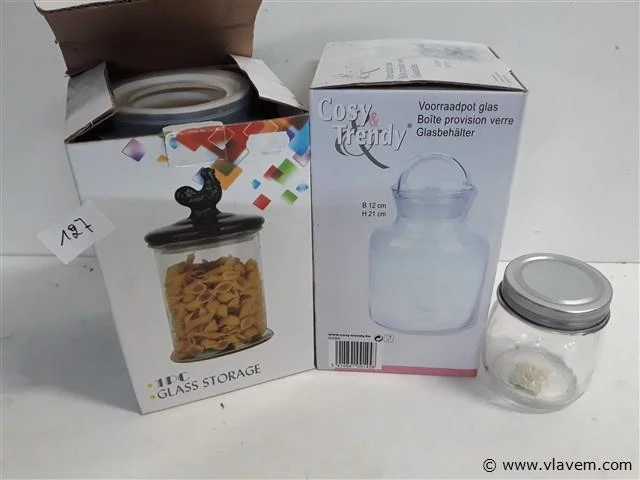 3 x voorraadpot glas 3 assorti - afbeelding 1 van  2