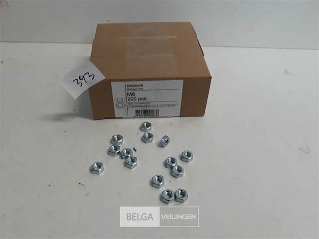 3 x zeskantmoer verzinkt m 6 200 stuks - afbeelding 2 van  3