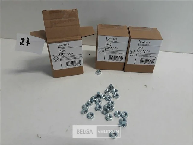 3 x zeskantmoeren verzinkt m 5 200 stuks - afbeelding 1 van  3