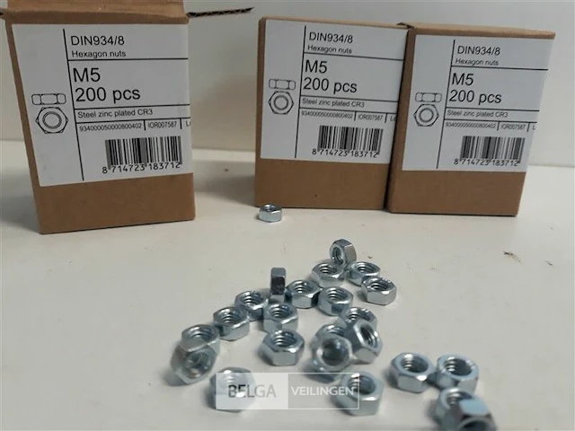 3 x zeskantmoeren verzinkt m 5 200 stuks - afbeelding 3 van  3