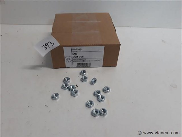 3 x zeskantmoeren verzinkt m 6 200 stuks - afbeelding 2 van  2