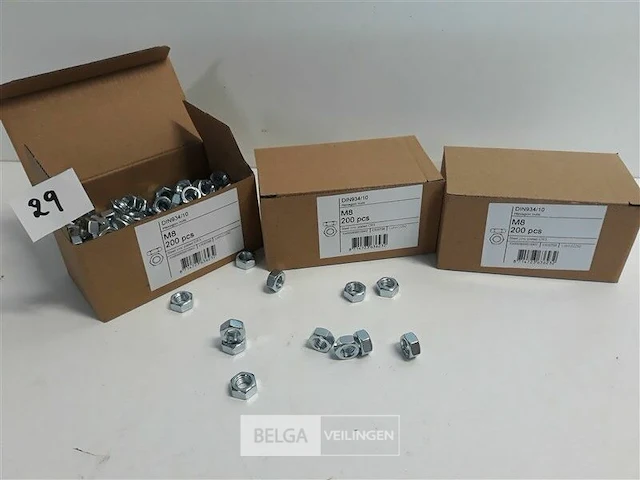 3 x zeskantmoeren verzinkt m 8 200 stuks - afbeelding 1 van  3