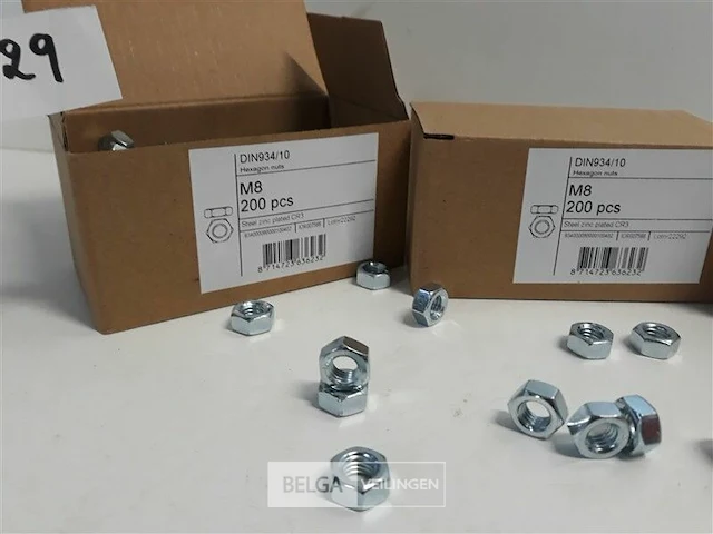3 x zeskantmoeren verzinkt m 8 200 stuks - afbeelding 3 van  3