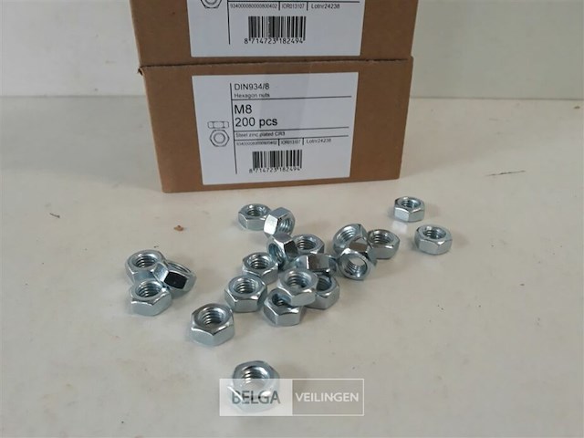 3 x zeskantmoeren verzinkt m 8 200 stuks - afbeelding 3 van  3