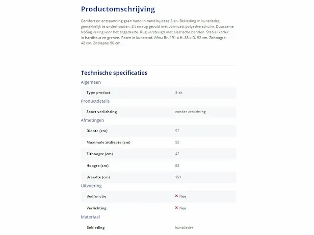 3-zit cathérine in kunstleder - afbeelding 2 van  2