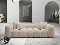 3-zits bank - crèmekleurig fluweel - afbeelding 1 van  8