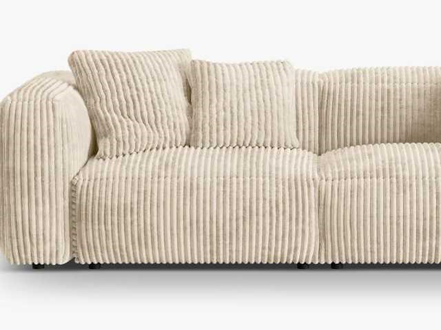 3-zits bank + ottomaan - beige ribfluwelfluik - afbeelding 1 van  4