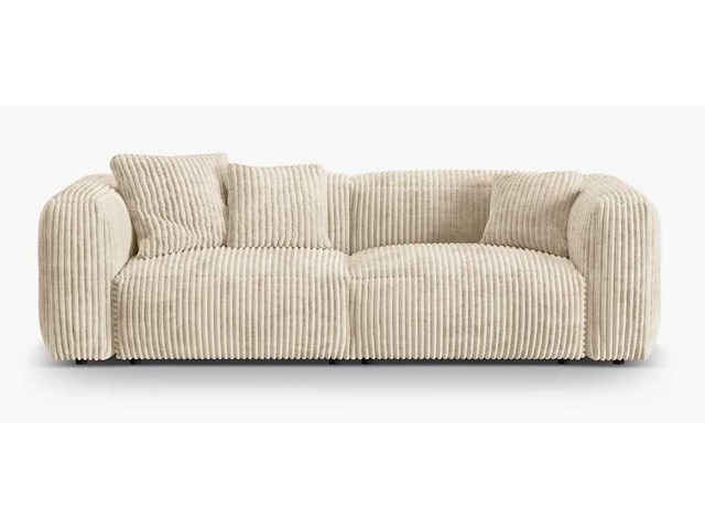 3-zits bank + ottomaan - beige ribfluwelfluik - afbeelding 2 van  4