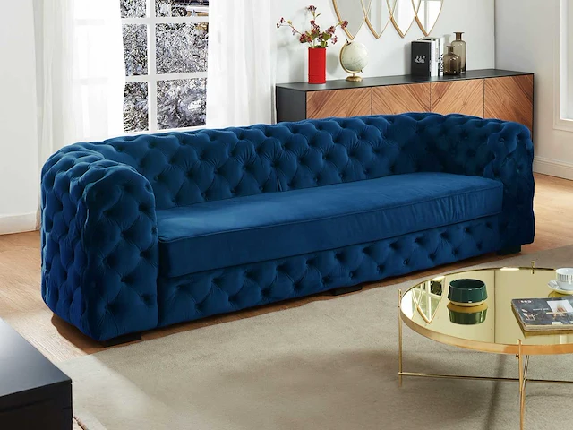 3-zits chesterfield bank - midnight blue velvet - afbeelding 1 van  8
