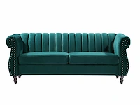 3-zits chesterfield bank - smaragdgroen fluweel - afbeelding 2 van  3