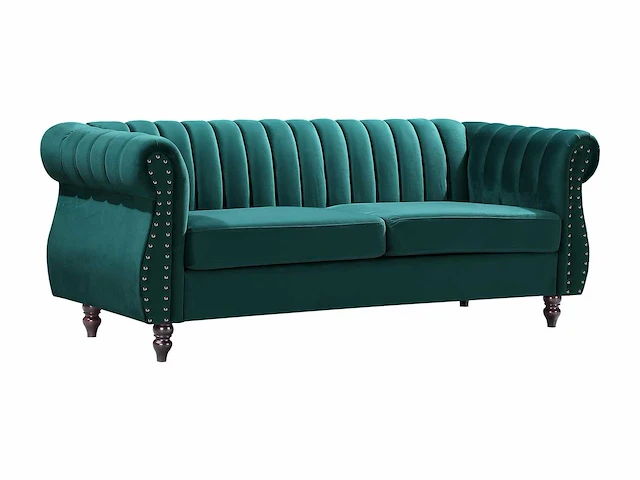 3-zits chesterfield bank - smaragdgroen fluweel - afbeelding 3 van  3