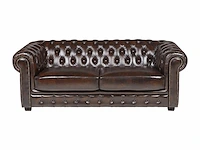 3-zits chesterfield bank 100% buffelleer - bruin met bruine reflecties - afbeelding 2 van  7