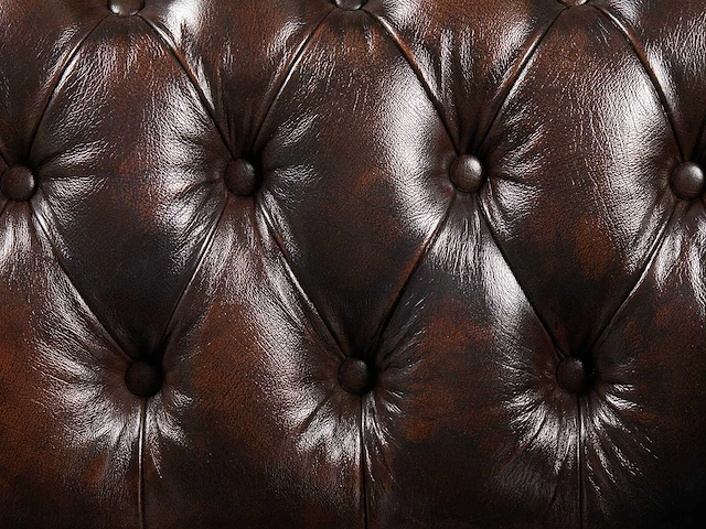 3-zits chesterfield bank 100% buffelleer - bruin met bruine reflecties - afbeelding 7 van  7