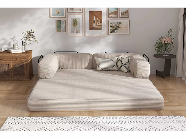 3-zits comfortabele bank - beige zijstof - afbeelding 3 van  6