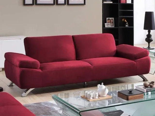 3-zits microvezel bank - rood - afbeelding 1 van  1