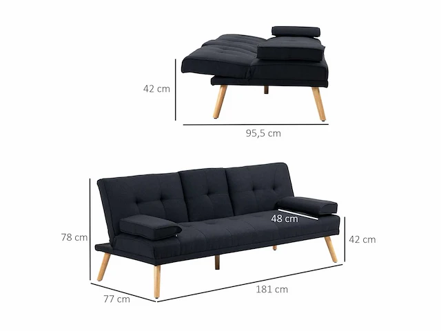 3-zits slaapbank - scandinavisch design - afbeelding 9 van  14