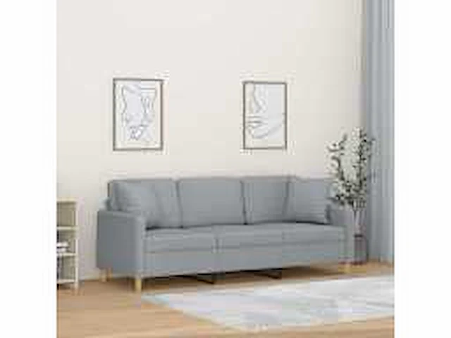 3-zitsbank met kussens lichtgrijs 180 cm stof - afbeelding 1 van  5