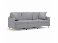3-zitsbank met kussens lichtgrijs 180 cm stof - afbeelding 2 van  5