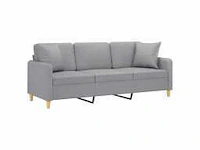 3-zitsbank met kussens lichtgrijs 180 cm stof - afbeelding 3 van  5