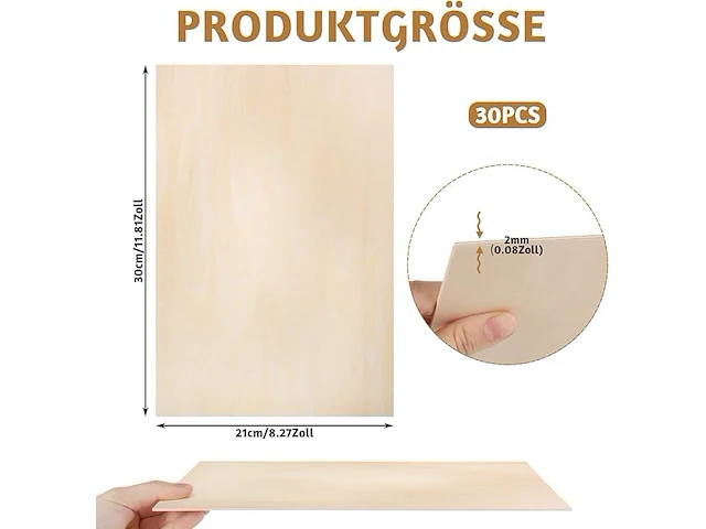 30 stuks a4 multiplexplaten 2 mm - afbeelding 2 van  5