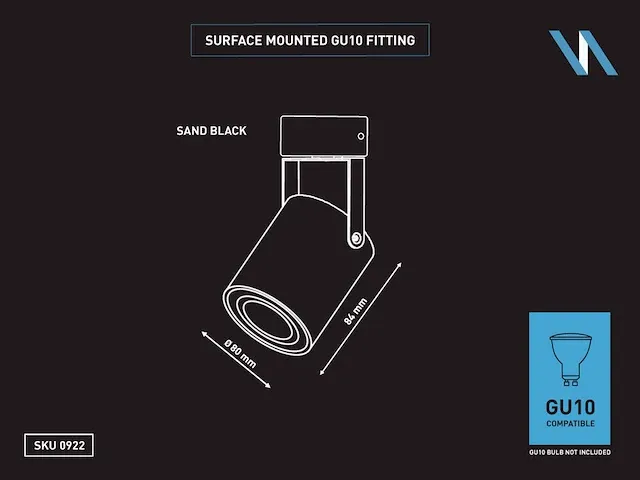 30 x gu10 opbouwspot armatuur cilinder zand zwart draaibaar - afbeelding 3 van  3