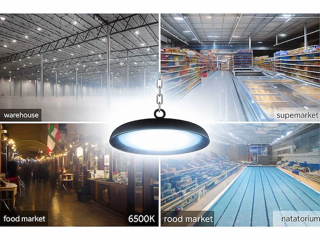 30 x highbay led slim 150w – 6500k koud wit – ufo ip65 waterdicht – 19.500 lm – zwart - afbeelding 1 van  5