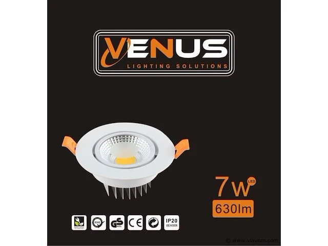 30 x inbouw led spot – 7w – draaibaar – 6500k koud wit – ø70mm – cob – ip20 - afbeelding 6 van  6