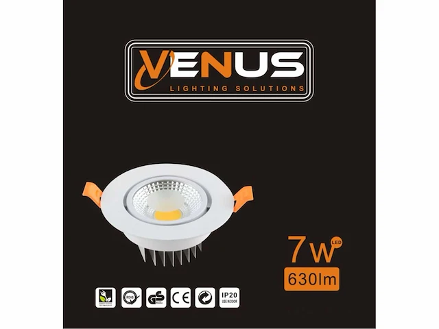 30 x inbouw led spot – 7w – draaibaar – 6500k koud wit – ø70mm – cob – ip20 - afbeelding 6 van  6