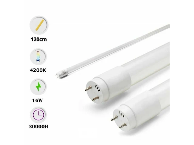 30 x t8 led buizen – 16w – 120cm – 4200k neutraal wit – fluorescerende vervanging – 25.000h - afbeelding 2 van  5