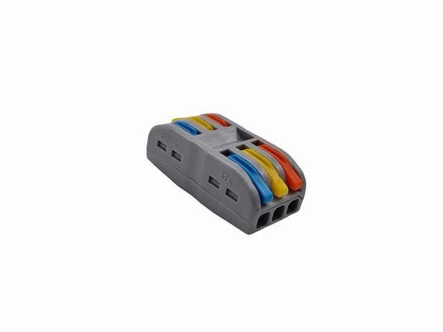 300 x draadconnector verbindingsklem 3x3 voudig gekleured brandwerend - afbeelding 1 van  3